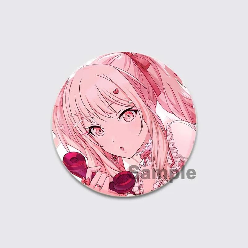 32/44/58mm Anime Mizuki Akiyama Badges Project SEKAI Brooch Round Brooches Jewelry Creative Art Pins for Backpack Decor Gift Accessory
