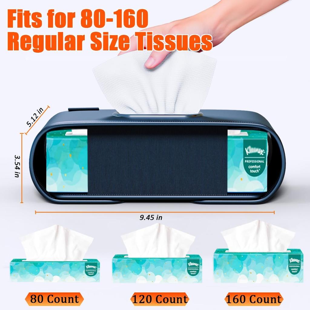 MTGOCHA Car Tissue Holder, Large Tissue Box Cover Keep Car Tidy, Premium PU Leather Backseat Napkin Holder Tissues Dispenser for Car Fits Standard