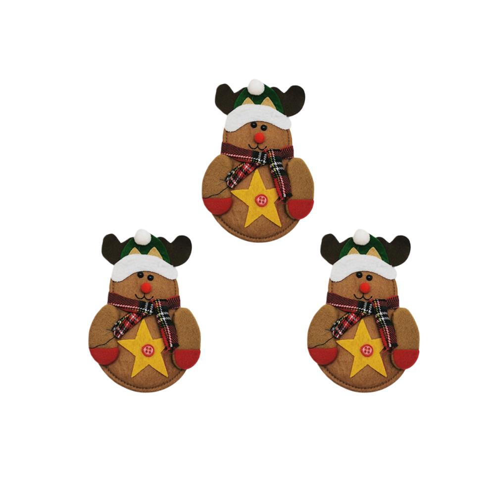 3pcs Christmas Decoration Supplies Restaurant Hotel Decoration Snowman Knife and Fork Bag Creative Tableware Set Christmas Decor