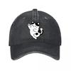 Playful Chubby Cat Line Doodle Washed Baseball Cap Outdoor For Womens Unisex FeUnisex Dad Hat