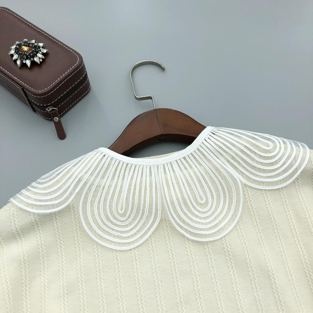 Elegant Pearl Button Detachable Fake Collar Solid Color Breathable False Collar Shawl Shoulder Wraps Lace Detachable Collar