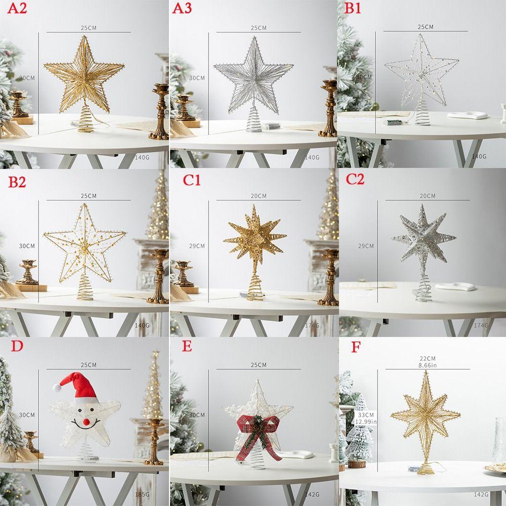 3D Glitter Star Christmas Trees Topper Iron Glowing Tree Topper Home Xmas Tree Ornament