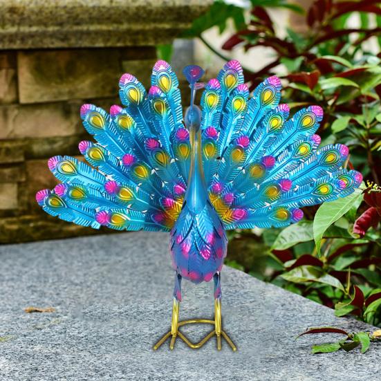 Металлическая статуя павлина, садовый декор, скульптура павлина, уличная статуя павлина, распускающего хвост, для украшения двора и газона