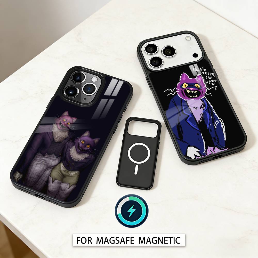 Чехол для телефона P-PocketCat F-Fear H-Hunger Магнитный Для iPhone17 16 15 14 13 12 Pro Max Для Magsafe Беспроводная зарядка Чехол