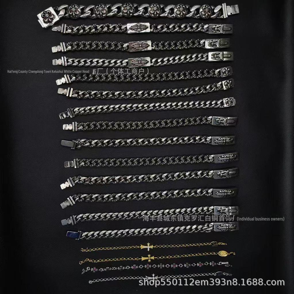 Браслет CH Retro Crono с бриллиантом, золотом, тайским серебром и дизайном в виде цветочного креста