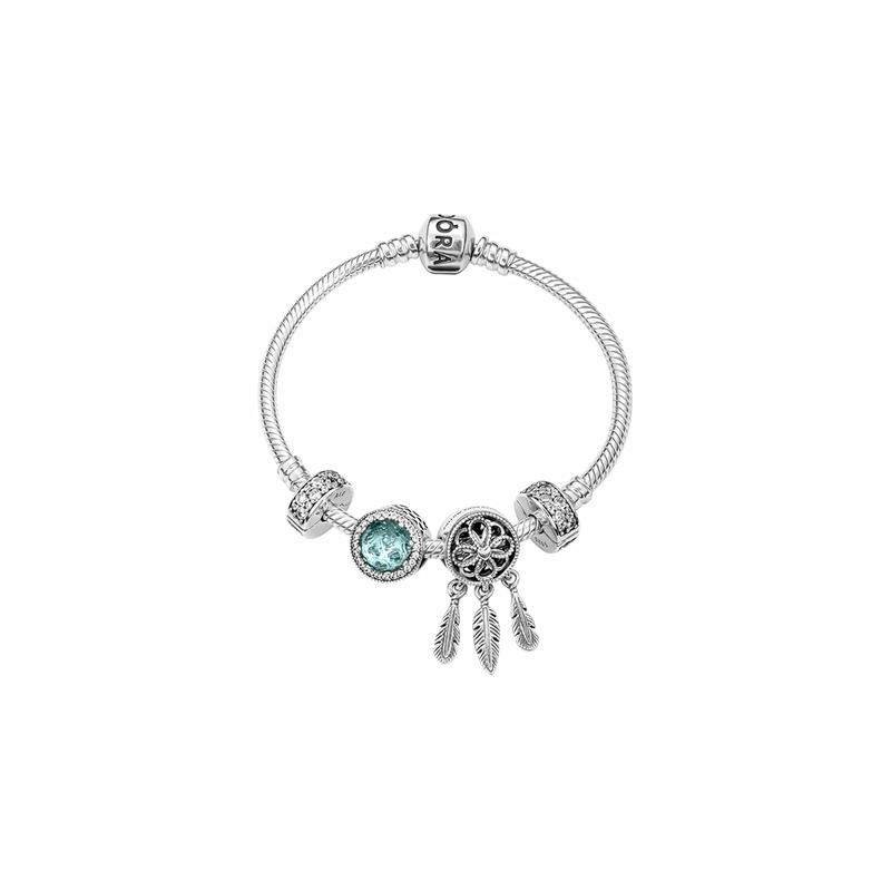 Pandora Letter Engraving Decoration Crystal Clip Crystal Bracelet Women's Silver ZT-0654