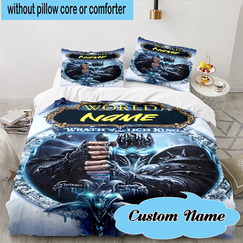 Custom Name 3PCS Dark Kingdom's Rise Warcraft Bedding Set, Including 1pc Duvet Cover And 2pcs Pillowcases, Suitable for dorms and bedrooms Gift