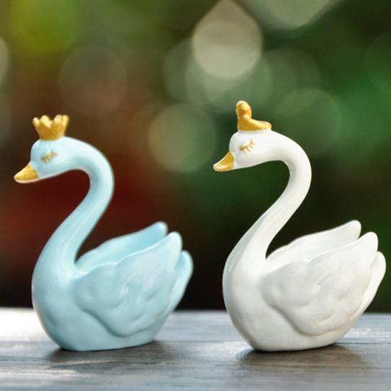 Фигурка Лебедя Прекрасная Миниатюрная Фигурка Кукла DIY Украшение для Торта Симуляция Короны Фигурка Лебедя Смола Модель Животного Рождественский Свадебный Подарок