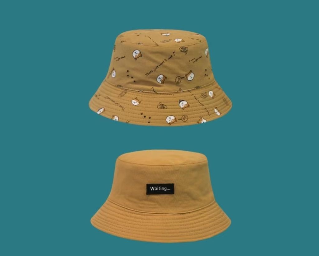 Cartoon Animal Kitten Pattern Embroidery Unisex Style Wild Fashion Trend Custom logo Reverse Bucket Hat