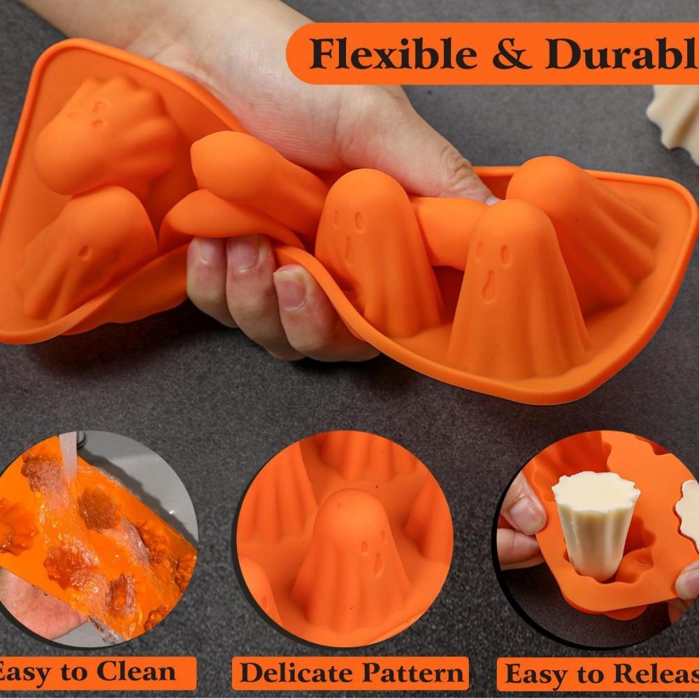Оранжевая силиконовая форма для шоколада, легко моющаяся, форма для выпечки Ghost, форма для желе Ghost для желейных конфет
