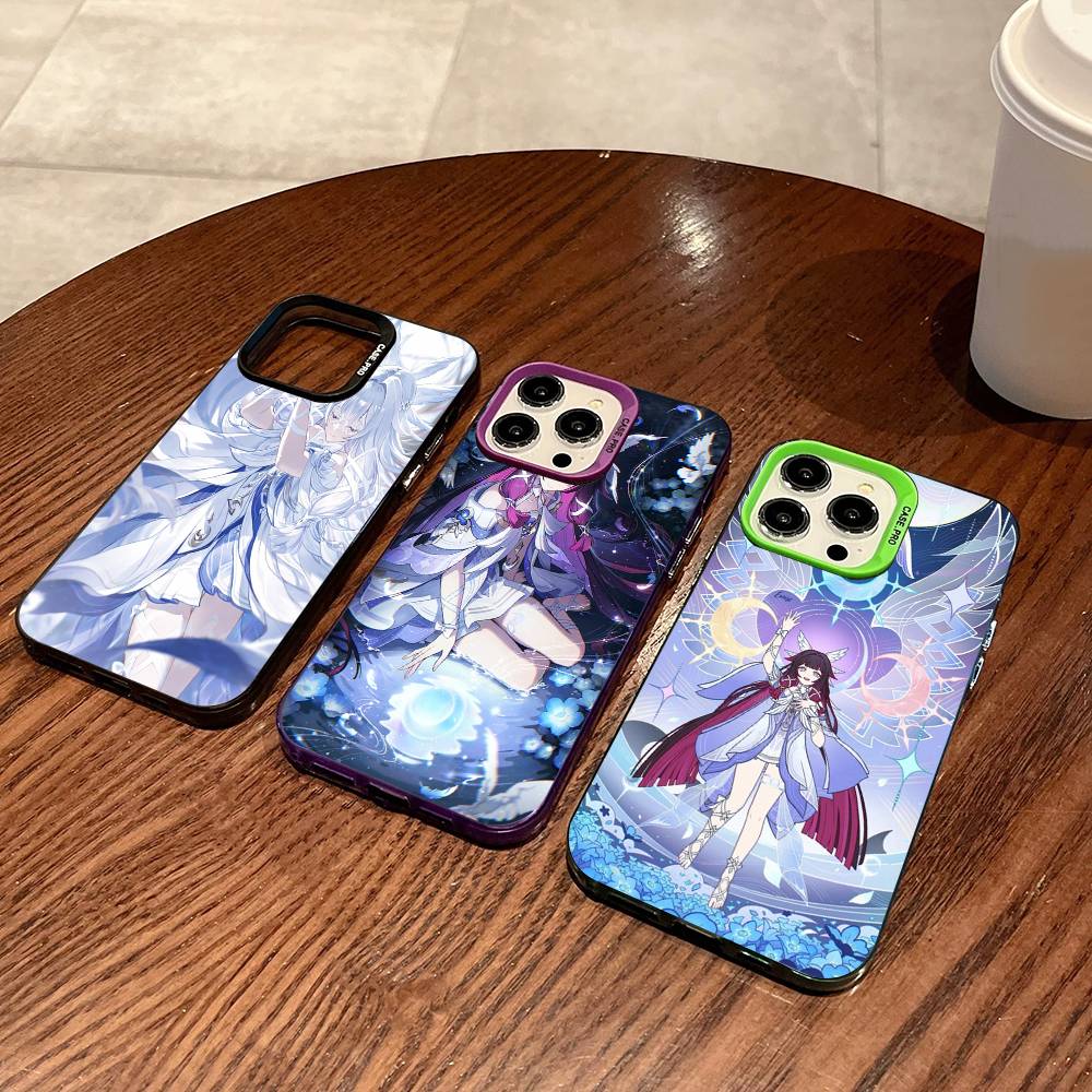 Чехол для телефона Genshin Impact Коломбина Для iPhone 17 16 15 14 13 12 11 Pro Max Plus Цвет Серебряный Чехол