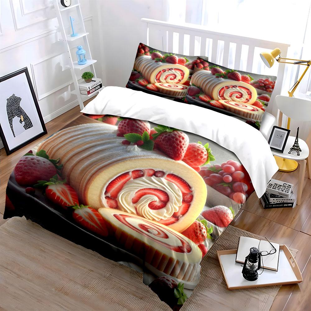 "Sweet strawberry swirls delight!" Bedding sets Duvet covers Pillowcases(1* Duvet Cover 2* Pillowcases without duvet insert)