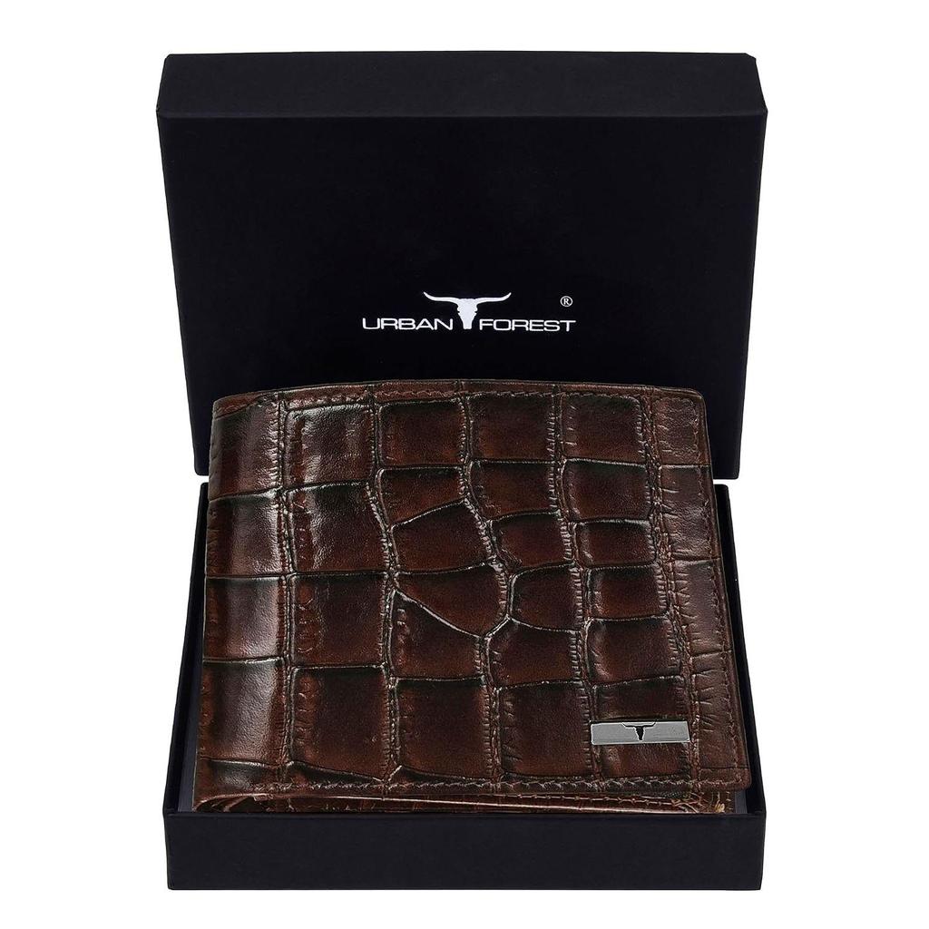 Коричневый кожаный кошелек с принтом Carl для мужчин