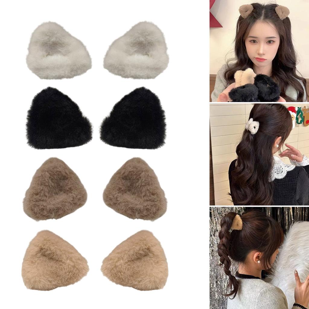 Sturdy Small Plush Cat Ear Hair Clips Lovely Cat Ear Hair Clips With Soft Plush Materials Comfortable Hair Accessory