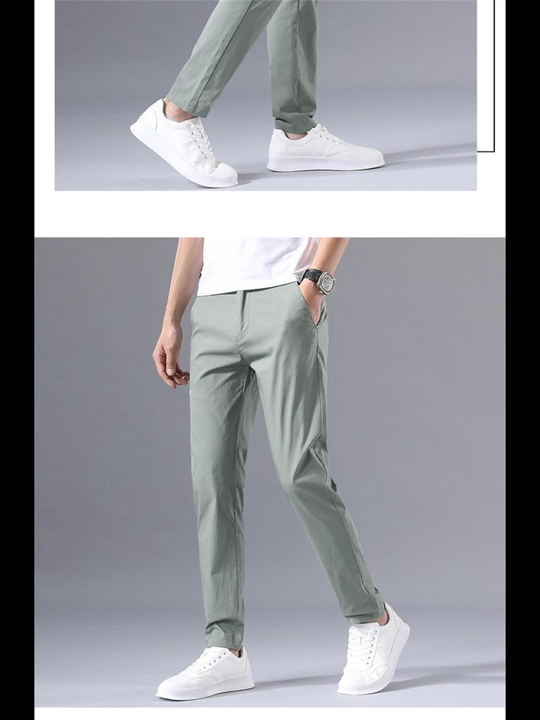 Men's Summer Ice Silk Quick-Dry Elastic Trousers - Lightweight, Sun-Protective, Wear-Resistant Work Pants