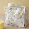 White Trendy Floral Style Simple Lightweight Lunch Bag Tote With Handle Carry
