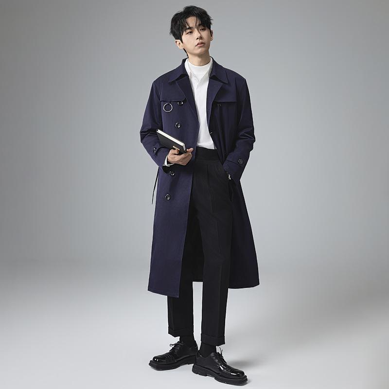 Мужской плащ, повседневный, удлиненный, двубортный, мужской плащ, ветровка, ветрозащитное пальто M-6XL