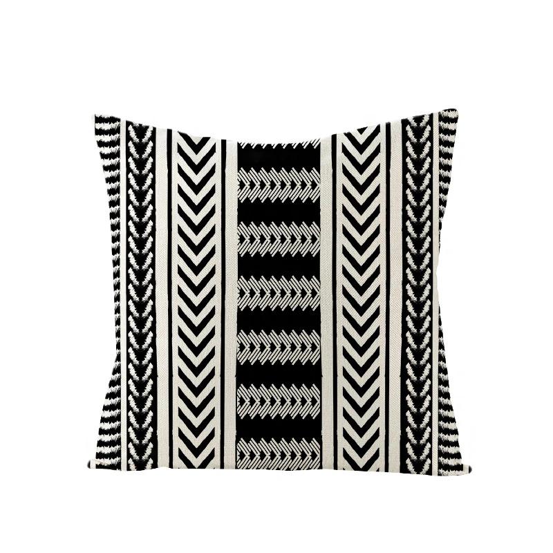 Льняная Простая Черно-Белая Геометрия Наволочка Современная Скандинавская Простая Декоративная Наволочка Гостиная Диван Диван Подушки