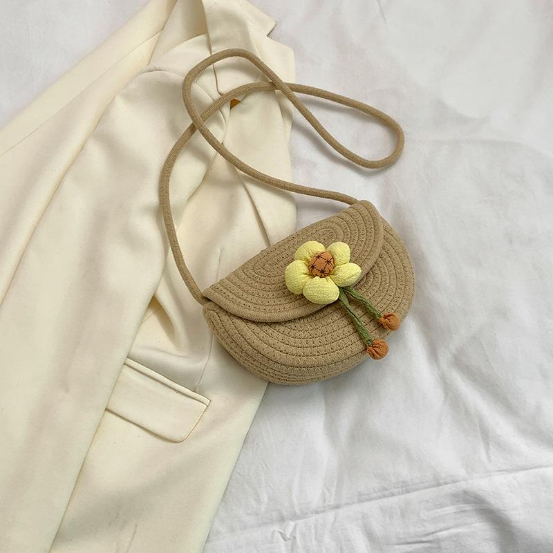 Новая цветная хлопковая плетеная сумка с цветами на одно плечо, сумка через плечо, пляжная модная женская сумка для отдыха