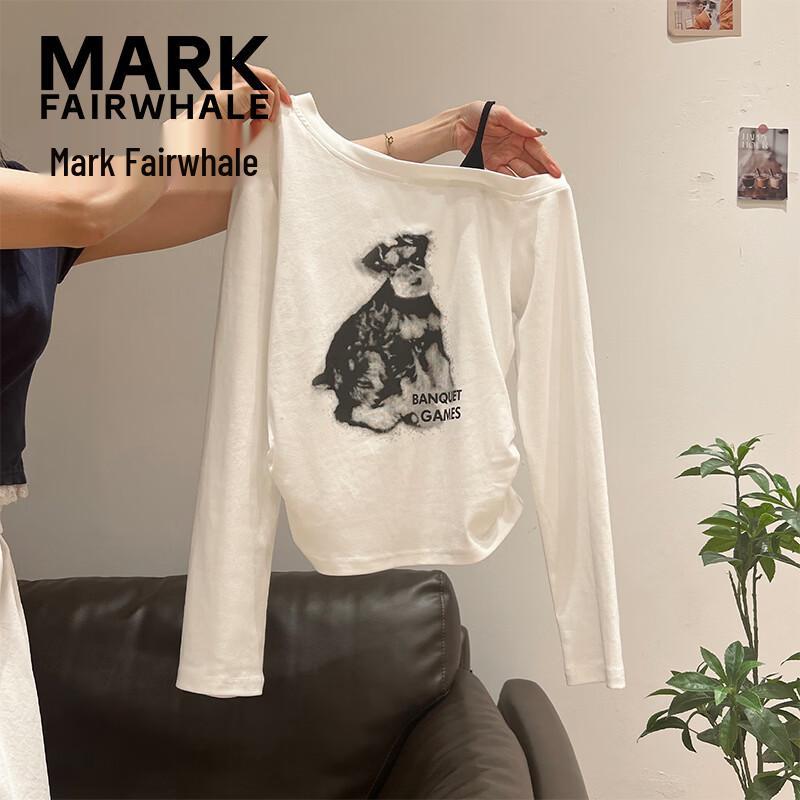 MARK FAIRWHALE Women's Asymmetric Off-Shoulder Long Sleeve T-Shirt