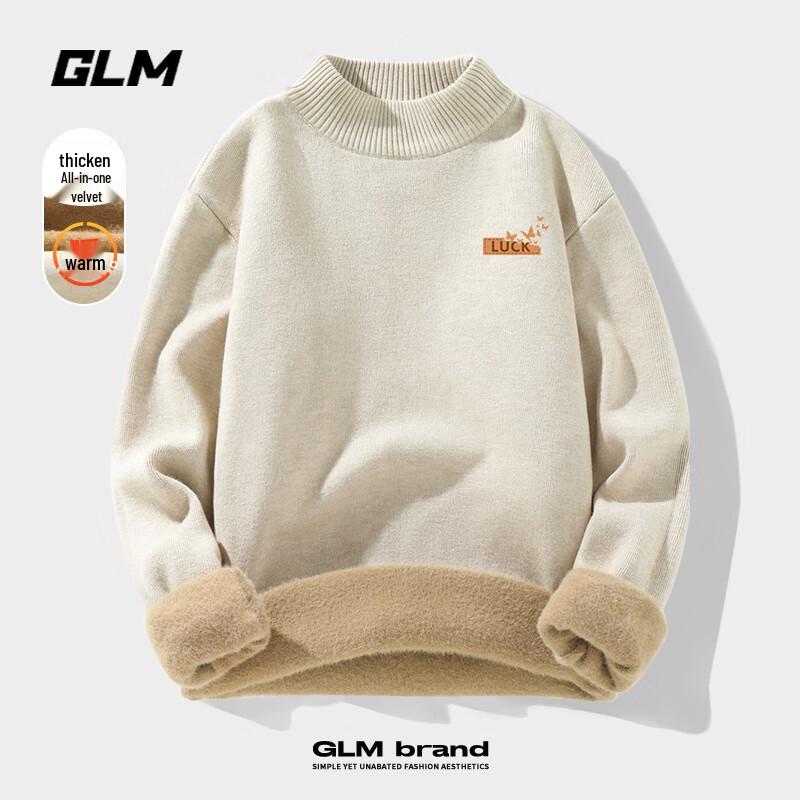 GLM Men's Winter Plus Velvet Half-High Collar Knitted Sweater