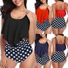 Женщины из двух частей плюс размер сексуальный комплект купальников с открытой спиной в горошек