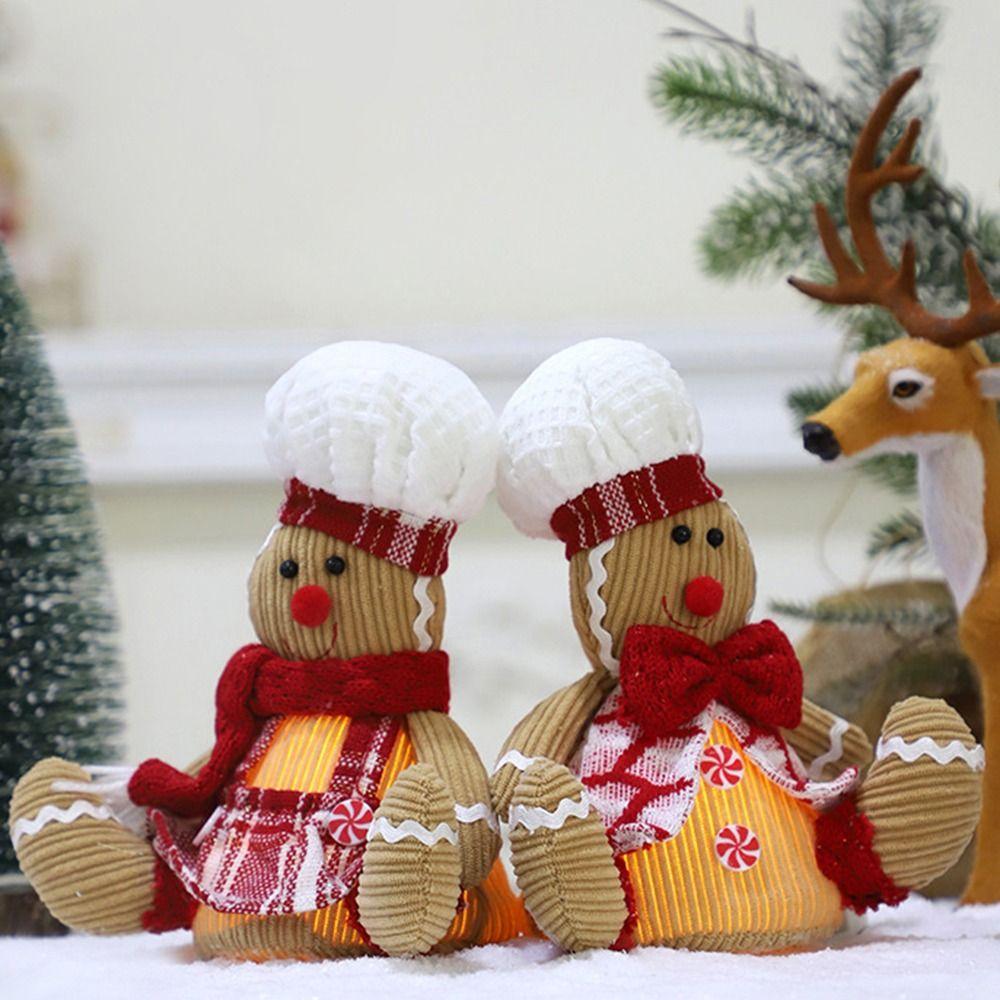 Светящаяся кукла Пряничный человечек Огни Мягкий материал Рождественская фигурка Рождественские украшения Для дома