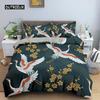 Crane Printed Bedding Set Luxury Duvet Cover Queen Size Comforter Cover Sets for Kids Teen Bedroom Decor Microfiber Quilt Cover