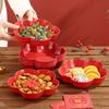 Wedding Fruit Plate Red Festive Living Room Happy Candy Plate Dried Fruit Red Plate Engagement Ornament Happy Plate Wedding Supplies Daquan