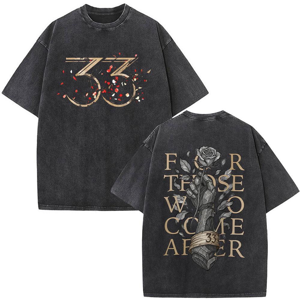 Esquie Game Clair Obscur Expedition Washed T Shirts Men Women Clothing Fashion Retro Oversized ONeck Short Sleeve Tshirts