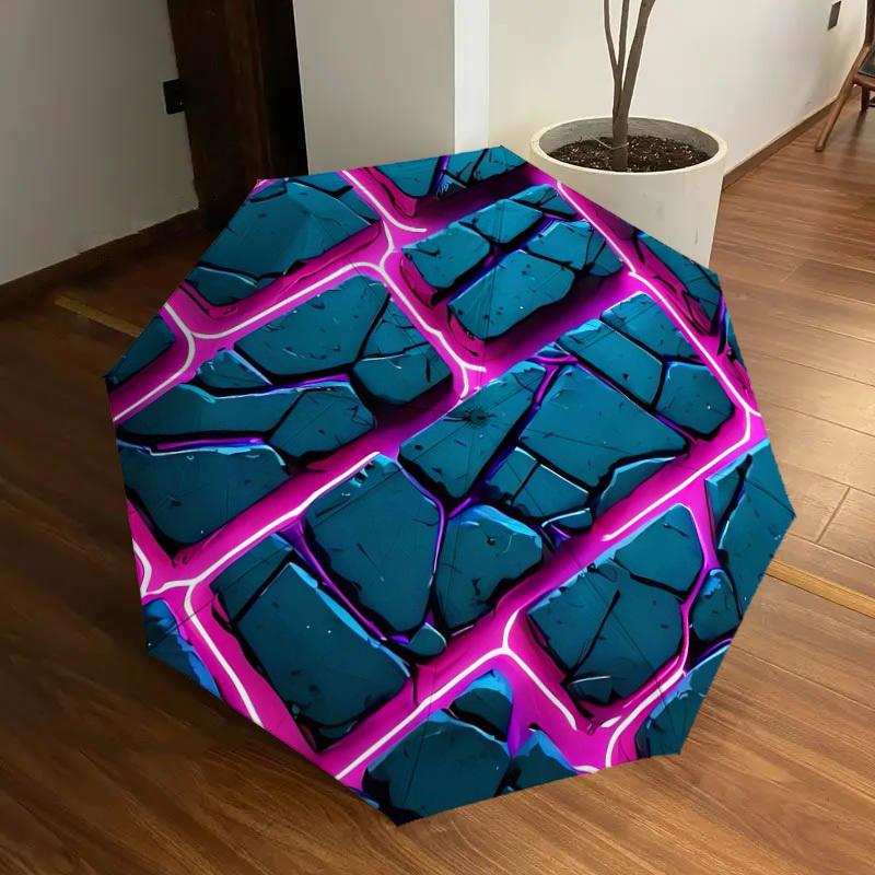 1pc Neon Brick Wall Pattern Umbrella with Plastic Handle,Suitable for All Seasons Home Travel Outdoor UmbrellaDD168