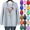 Ladies' Christmas Printed Round Neck Long Sleeved T-shirt Sweatshirt Top