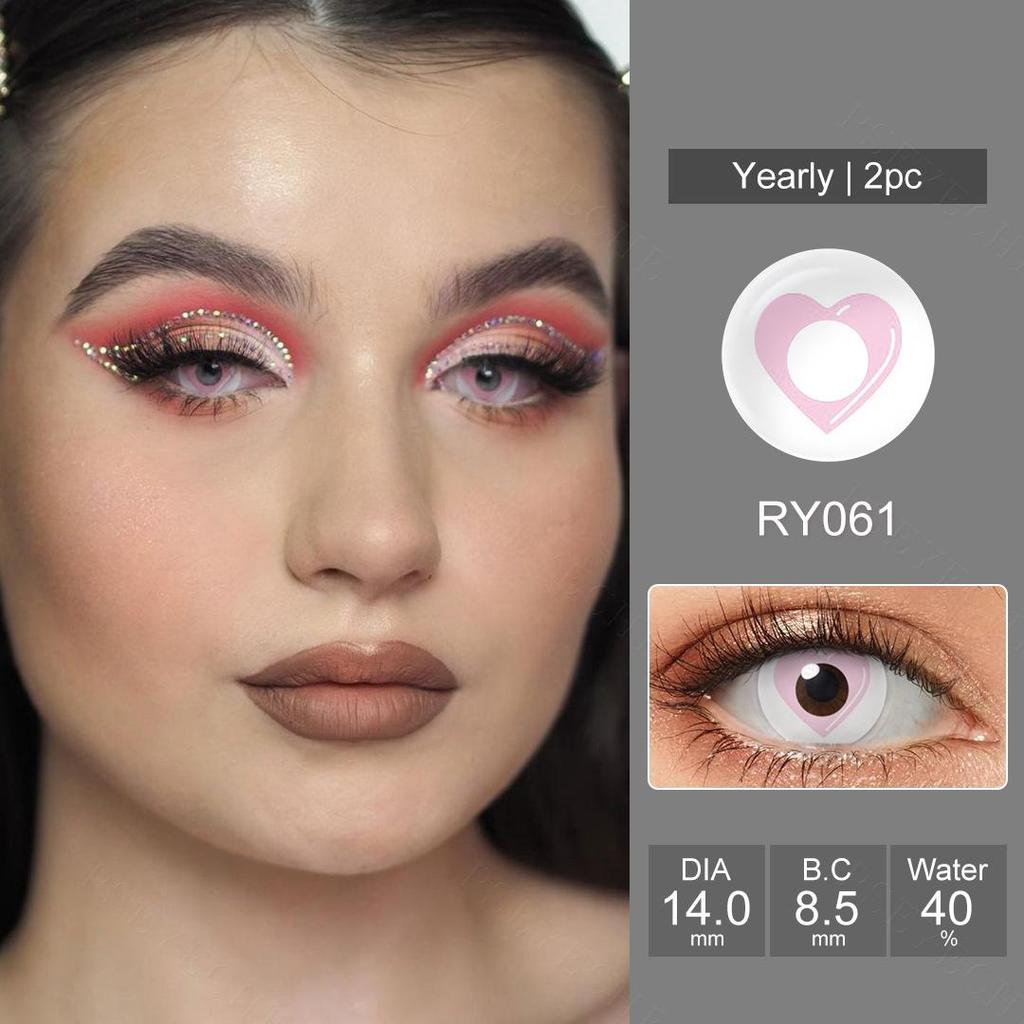 Контактные линзы для косплея Pseyeche Blood Bat, контактные линзы с розовым сердцем, контактные линзы Red Kitty для Хэллоуина, 1 пара, зеленые линзы Spide Crazy