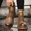 Мужские высокие ботинки-локомотивы, кожаные, с боковой молнией, на платформе, кожаные ботинки, осенне-зимняя мода, ретро, рабочие ботинки