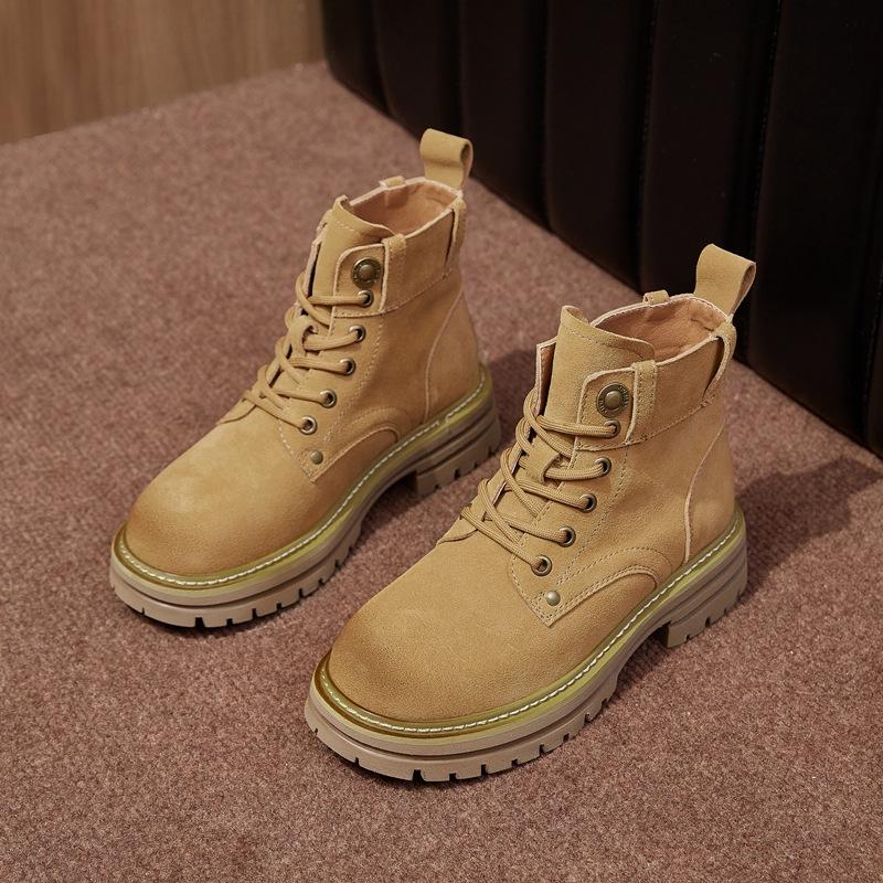 Женские ботинки Мартина новые кожаные дышащие рабочие короткие ботинки маленького размера на высокой подошве большие желтые ботинки пустынные ботинки