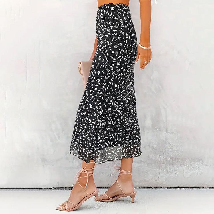 Женская летняя повседневная сетчатая элегантная юбка средней длины с цветочным принтом