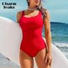 Womens One Piece Swimsuits Sexy U Neck Solid Color Monokini Push Up Bathing Suits