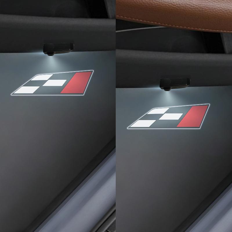 1/2Pcs R Racing Flag Logo Car Door HD LED Lamps Projector Courtesy Welcome Lights For SEAT Cordoba Ibiza Leon Altea Cupra Ateca