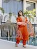 Orange Kurta Set for Women Embroidered Ethnic Suit with Dupatta Festive Wear
