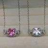 Classic Princess Square Bag Pink Diamond Necklace Women's Fashion Trend Network + Collarbone Chain
