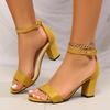 New Shoes for Women Buckle Strap Women's Sandals Fashion Plus Size Office and Career Summer Peep Toe Heeled Sandals Zapatos