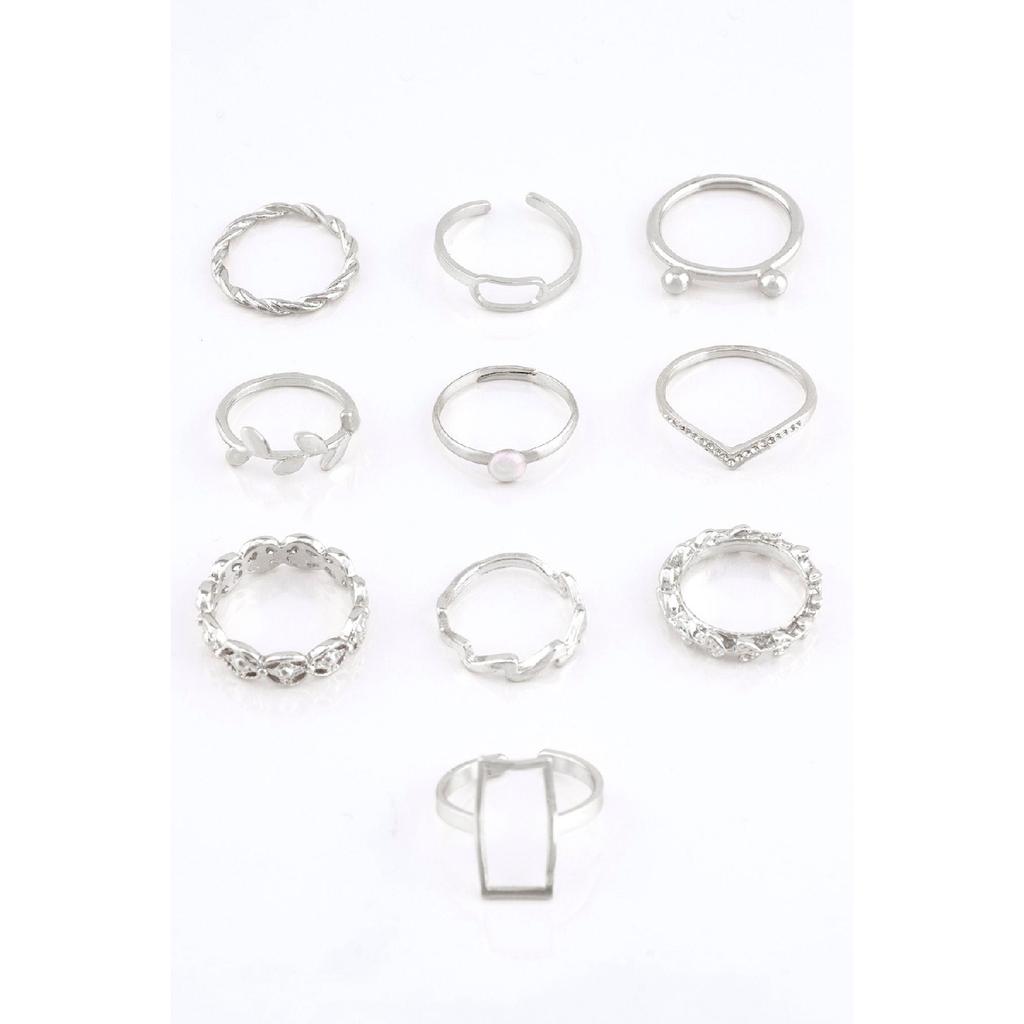 Комбинация колец из 10 частей с фигурками жемчуга и оливковой ветки 023