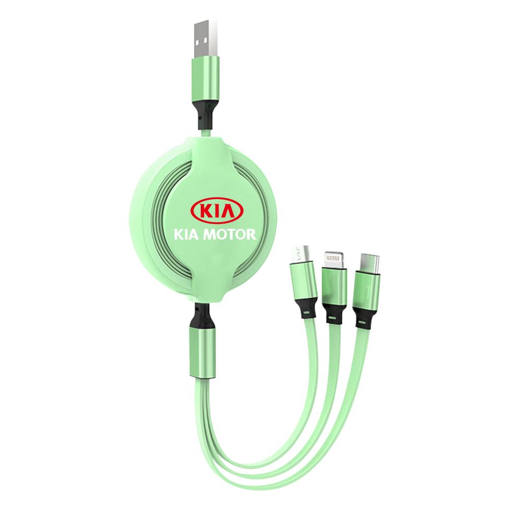 2026 Hot Car Sticker Car 3 in 1 Fast-charging IPhone Phone USB Charger Cable For KIA Sportage Ceed Sorento Cerato Optima Picanto
