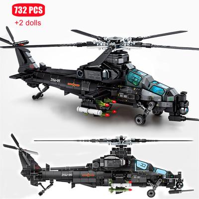 SEMBO 732 детали Военный вертолет Z-10 Модель Строительные блоки Городской SWAT Вооруженный летательный аппарат Штурмовик Кирпичики Игрушки Для мальчиков Подарки на день рождения