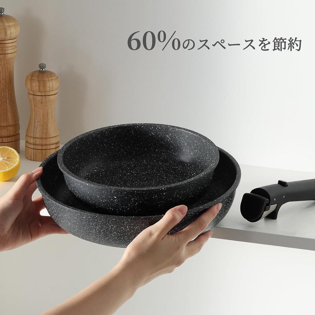 Сковорода CAROTE 4 Fire PFOS Pot Removable Set для Living Marble Smooth Easy To Oven One Year Black EW Series Set, Pieces, IH/Gas Compatible, PFOA,