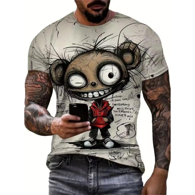 Смешная мужская футболка с принтом животных Повседневные футболки с коротким рукавом Свитеры с круглым вырезом Винтажные футболки Мужская свободная одежда Спортивная одежда