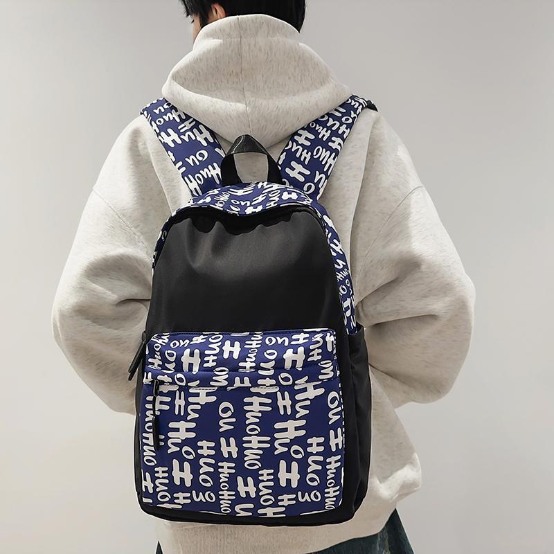 Большая вместительная школьная сумка в стиле колледжа для мужчин и женщин с буквенным принтом, студенческий компьютерный дорожный рюкзак