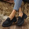 Fashion Large Size Women's Loafers Autumn Winter Fashion Leopard Leather Shoes Comfortable Height Increase Outdoor Non Slip Casual Shoes