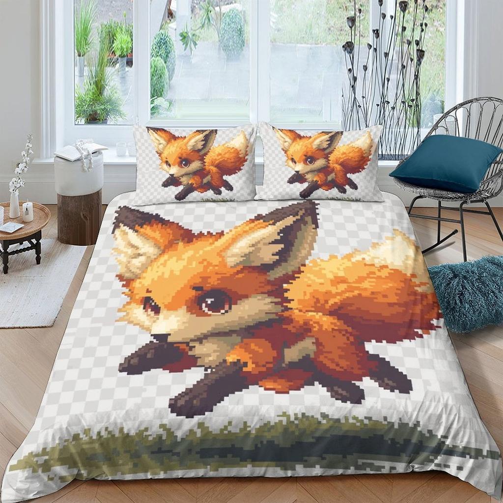 Fox Printed Duvet Cover Quilt Cover Bedding Set Comforter Covers For Childrens Kids And Adults Warm Soft Comfortable Breathable