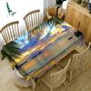 Seascape Pattern Tablecloth Sunset Of The Sea Washable Cloth Thicken Cotton Rectangular And Round Table Cloth